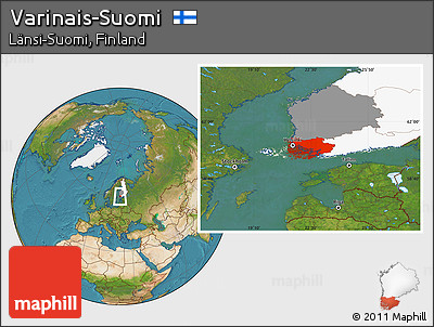 Satellite Location Map of Varinais-Suomi, highlighted country, highlighted parent region