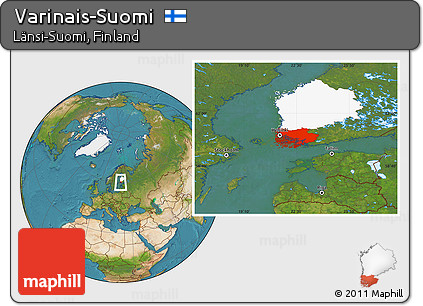 Satellite Location Map of Varinais-Suomi, highlighted parent region