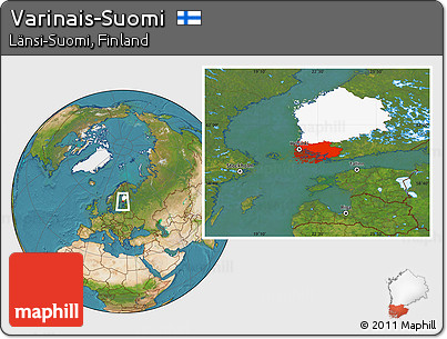 Satellite Location Map of Varinais-Suomi, highlighted parent region