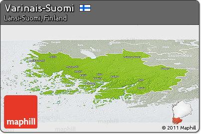 Physical Panoramic Map of Varinais-Suomi, lighten, semi-desaturated