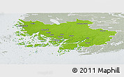 Physical Panoramic Map of Varinais-Suomi, lighten, semi-desaturated