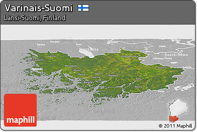 Satellite Panoramic Map of Varinais-Suomi, lighten, desaturated