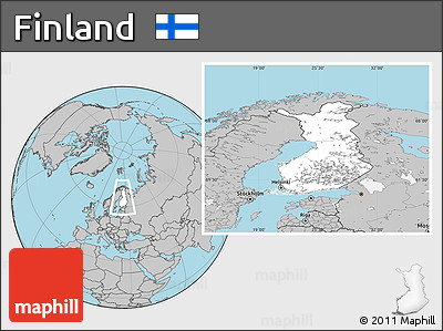 Blank Location Map of Finland, gray outside