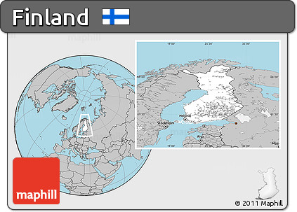 Blank Location Map of Finland, gray outside