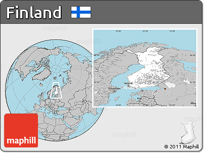 Blank Location Map of Finland, gray outside