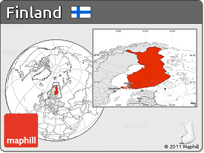 Blank Location Map of Finland, highlighted continent