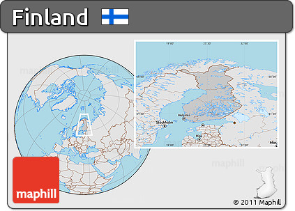 Gray Location Map of Finland, lighten, desaturated, land only