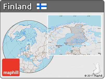 Gray Location Map of Finland, lighten, desaturated, land only