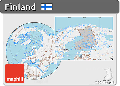 Gray Location Map of Finland, lighten, land only