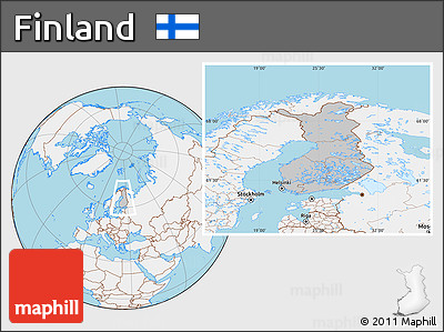 Gray Location Map of Finland, lighten, land only