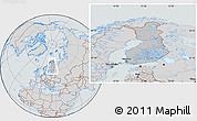Gray Location Map of Finland, lighten, semi-desaturated, hill shading