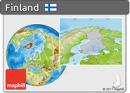 Gray Location Map of Finland, physical outside