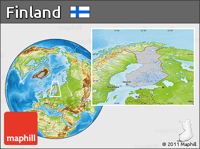 Gray Location Map of Finland, physical outside