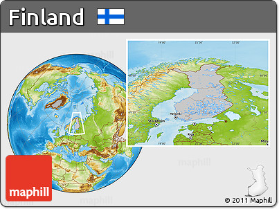 Gray Location Map of Finland, physical outside