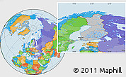 Gray Location Map of Finland, political outside, hill shading