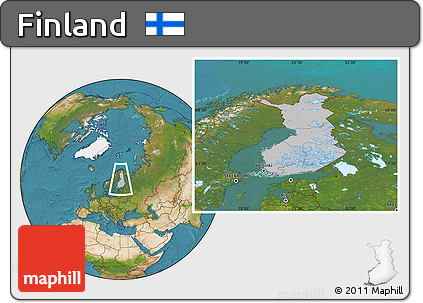 Gray Location Map of Finland, satellite outside, hill shading