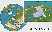 Gray Location Map of Finland, satellite outside, hill shading