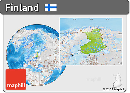 Physical Location Map of Finland, lighten, desaturated, land only