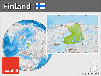 Physical Location Map of Finland, lighten, desaturated, land only