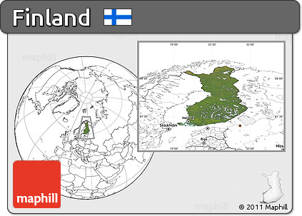 Satellite Location Map of Finland, blank outside