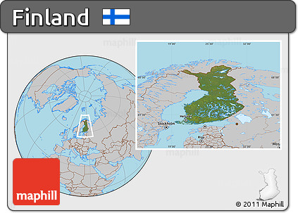 Satellite Location Map of Finland, gray outside
