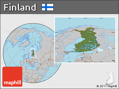 Satellite Location Map of Finland, gray outside
