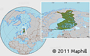 Satellite Location Map of Finland, gray outside