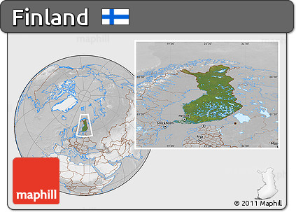 Satellite Location Map of Finland, lighten, desaturated
