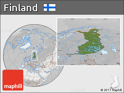 Satellite Location Map of Finland, lighten, desaturated