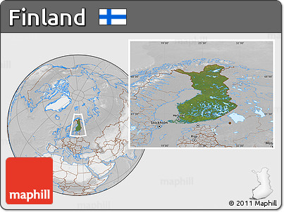 Satellite Location Map of Finland, lighten, desaturated