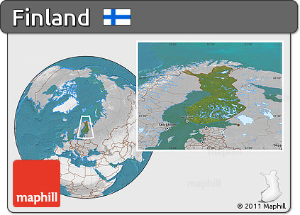 Satellite Location Map of Finland, lighten, desaturated, land only