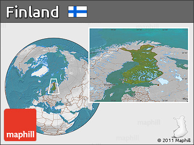 Satellite Location Map of Finland, lighten, desaturated, land only