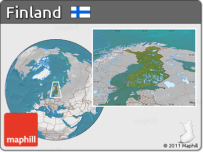Satellite Location Map of Finland, lighten, desaturated, land only