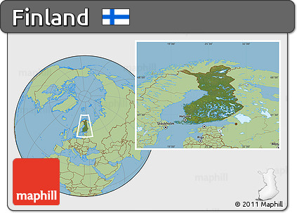 Satellite Location Map of Finland, savanna style outside