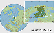 Satellite Location Map of Finland, savanna style outside