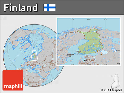 Savanna Style Location Map of Finland, gray outside