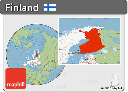 Savanna Style Location Map of Finland, highlighted continent
