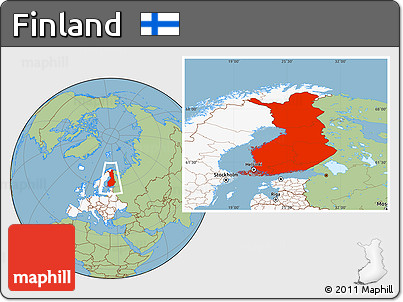 Savanna Style Location Map of Finland, highlighted continent