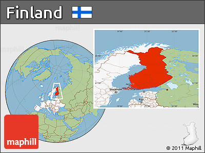 Savanna Style Location Map of Finland, highlighted continent