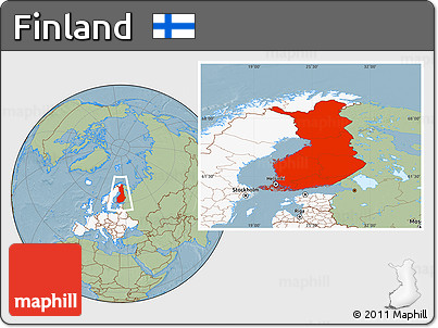 Savanna Style Location Map of Finland, highlighted continent, hill shading