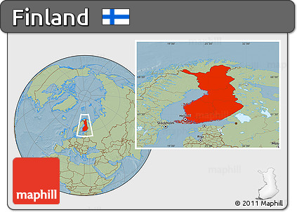 Savanna Style Location Map of Finland, hill shading