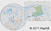 Savanna Style Location Map of Finland, lighten, desaturated, hill shading