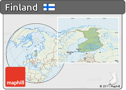 Savanna Style Location Map of Finland, lighten