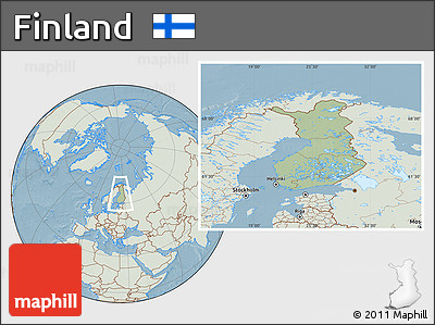 Savanna Style Location Map of Finland, lighten, land only, hill shading