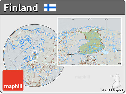 Savanna Style Location Map of Finland, lighten, semi-desaturated, hill shading