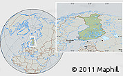 Savanna Style Location Map of Finland, lighten, semi-desaturated, hill shading