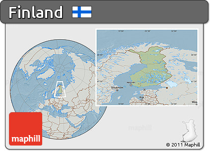 Savanna Style Location Map of Finland, lighten, semi-desaturated, land only, hill shading
