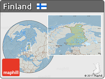 Savanna Style Location Map of Finland, lighten, semi-desaturated, land only, hill shading
