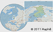 Savanna Style Location Map of Finland, lighten, semi-desaturated, land only, hill shading