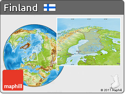 Savanna Style Location Map of Finland, physical outside, hill shading